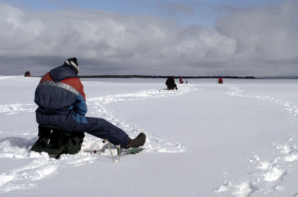 Homme qui est à la pêche blanche